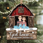 God Knew My Heart Needed You Red Barn - Personalized Wooden Ornament - Vintage Ornament