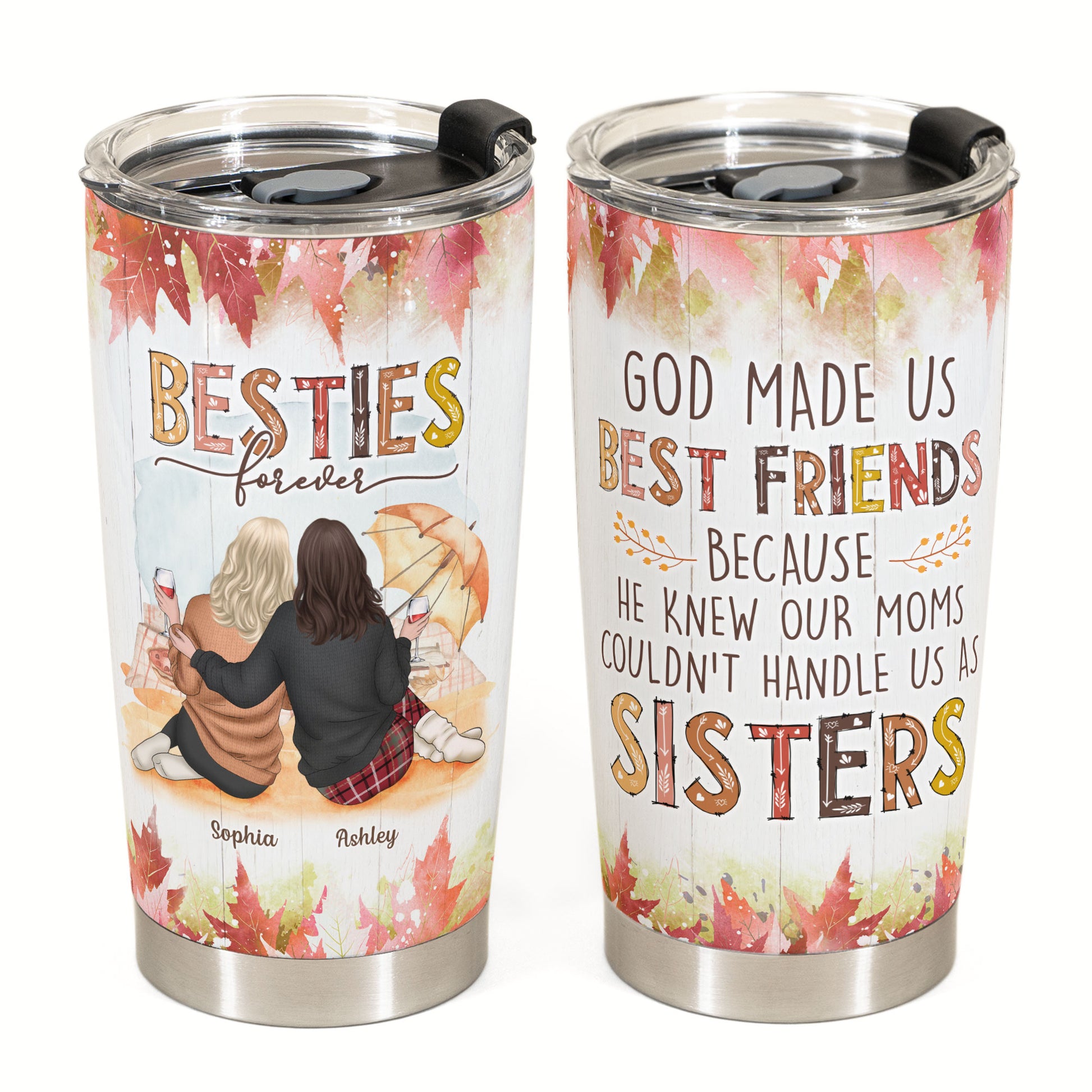 God Made Us Besties - Personalized Tumbler Cup - Fall Season ,Birthday, Loving  Gift For Friends, Besties