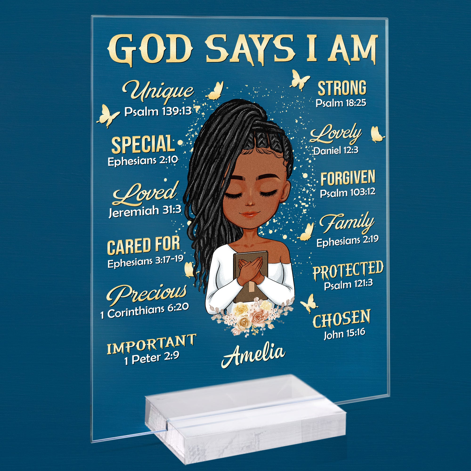 God Says I Am - Cartoon Version - Personalized Acrylic Plaque