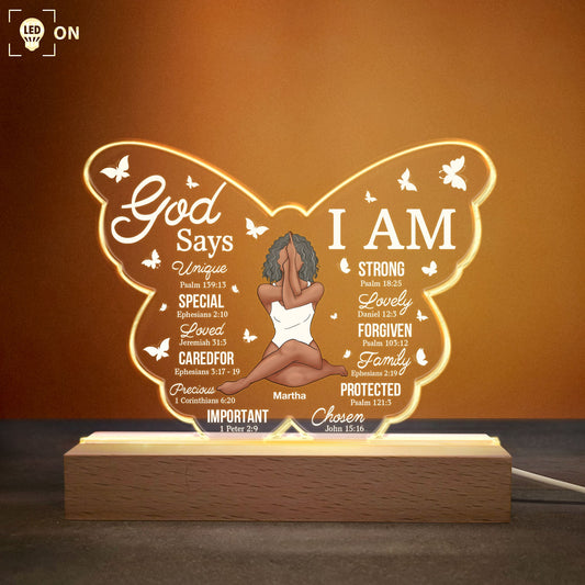 God Says I Am - Personalized LED Light