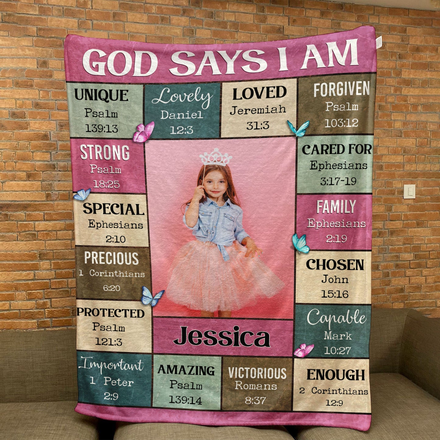 God Says I Am - Personalized Baby Photo Blanket