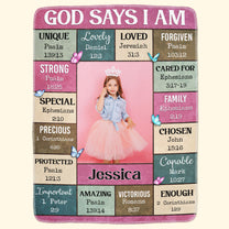 God Says I Am - Personalized Baby Photo Blanket