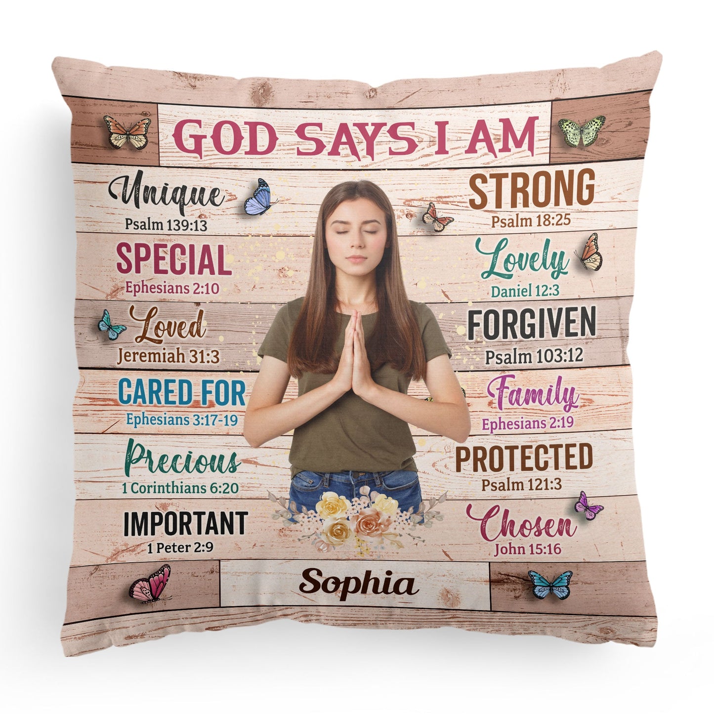 God Says I Am Unique - Photo Version - Personalized Photo Pillow (Insert Included)