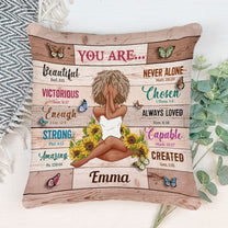 God Says You Are Beautiful - Personalized Pillow (Insert Included) - Birthday Gift For Girls, Black Girls, Black Women