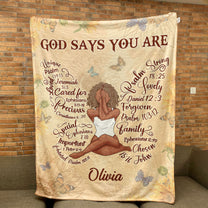 God Says You Are Christian Bible Verse - Personalized Blanket