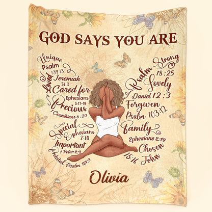 God Says You Are Christian Bible Verse - Personalized Blanket