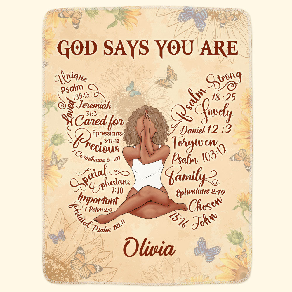 God Says You Are Christian Bible Verse - Personalized Blanket