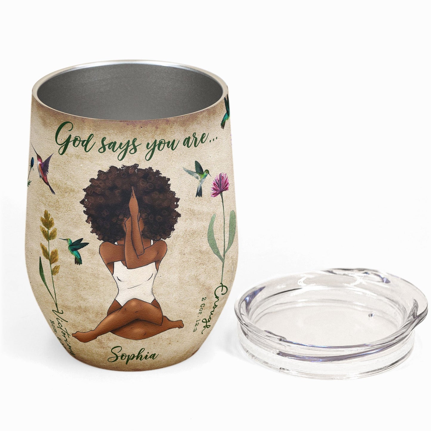 God Says You Are - Personalized Wine Tumbler - Daily Affirmation, Motivation Gift For Her, Woman, Girl