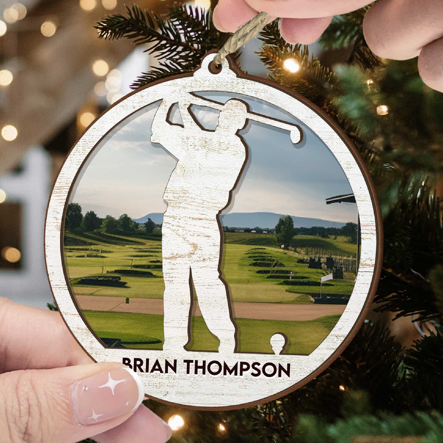 Golf Shape - Personalized 2 Layers Wooden Ornament