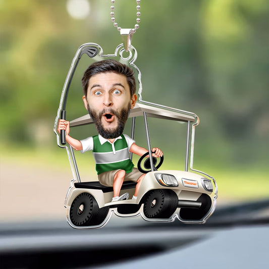 Golfing Custom Face For Golfer, Dad, Grandpa - Personalized Car Photo Ornament