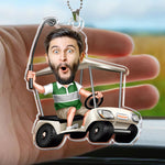 Golfing Custom Face For Golfer, Dad, Grandpa - Personalized Photo Rear View Mirror Accessory