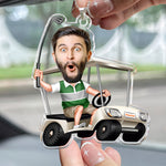 Golfing Custom Face For Golfer, Dad, Grandpa - Personalized Photo Rear View Mirror Accessory