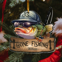 Gone Fishing Fishing Bass Fish Fisherman - Personalized Acrylic Ornament