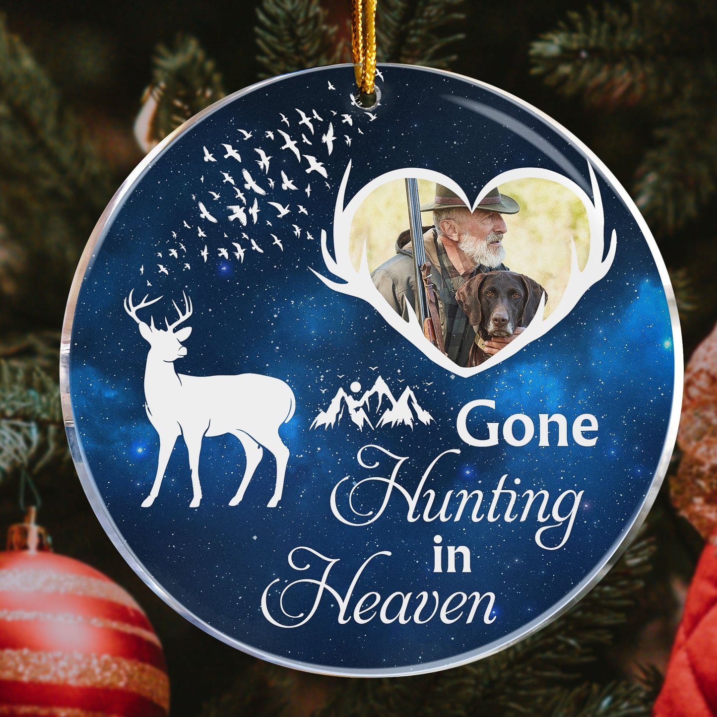 Gone Hunting In Heaven - Personalized Acrylic Photo Ornament