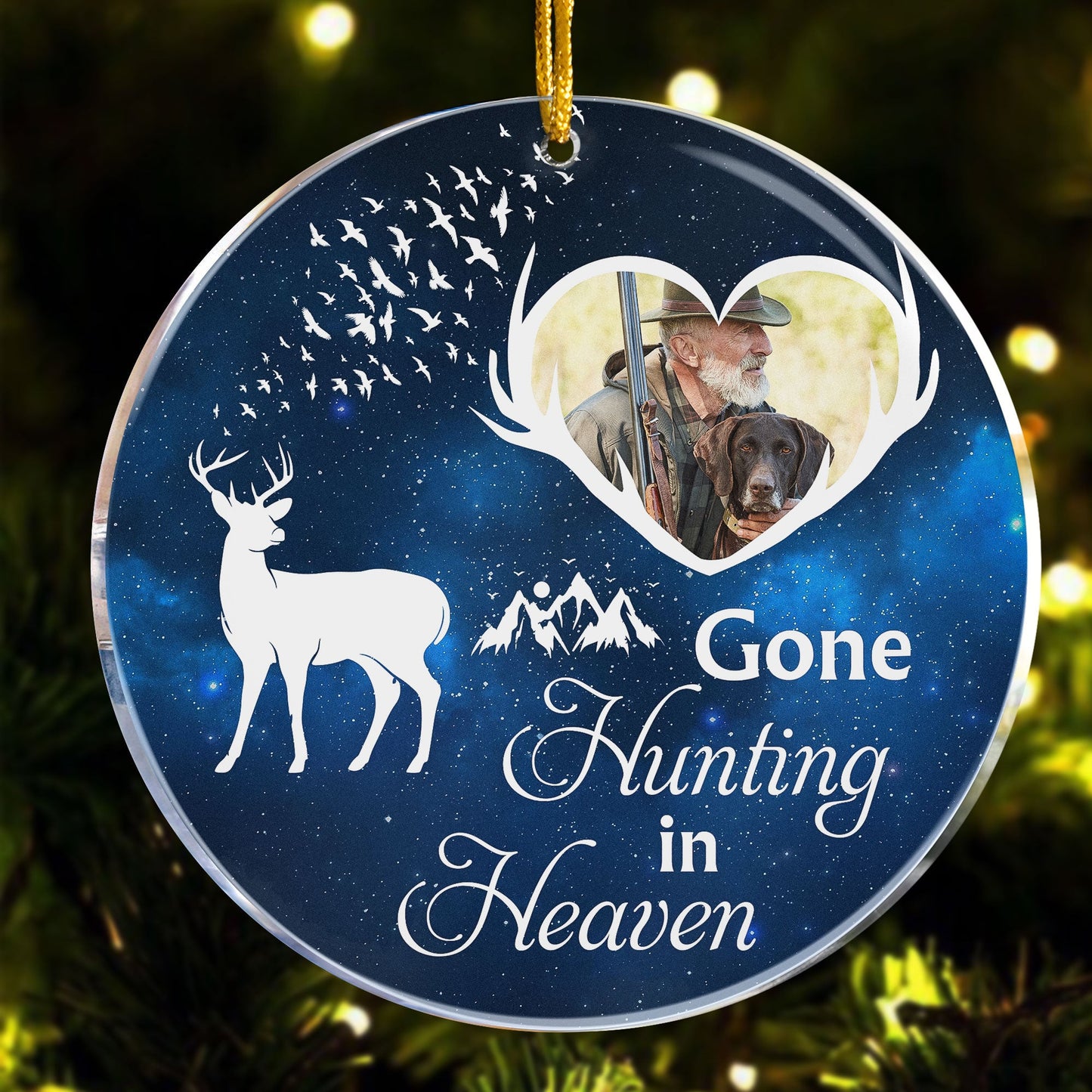 Gone Hunting In Heaven - Personalized Acrylic Photo Ornament