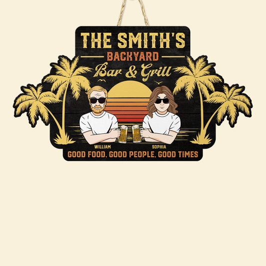 Good Food, Good People, Good Times - Personalized Custom Shaped Wood Sign