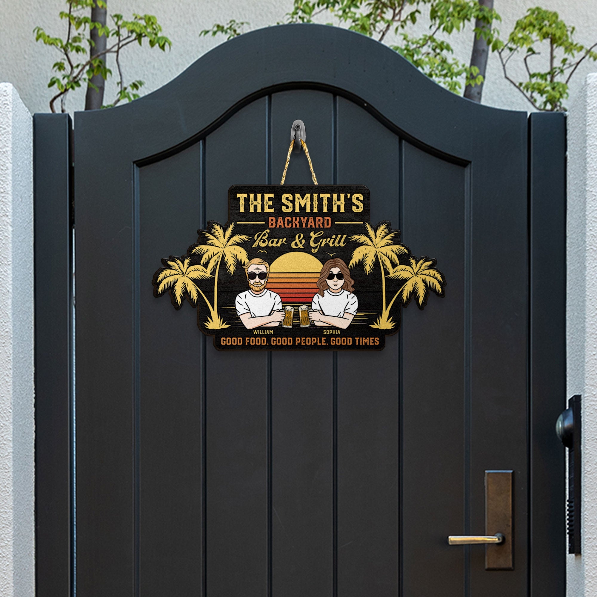 Good Food, Good People, Good Times - Personalized Custom Shaped Wood Sign