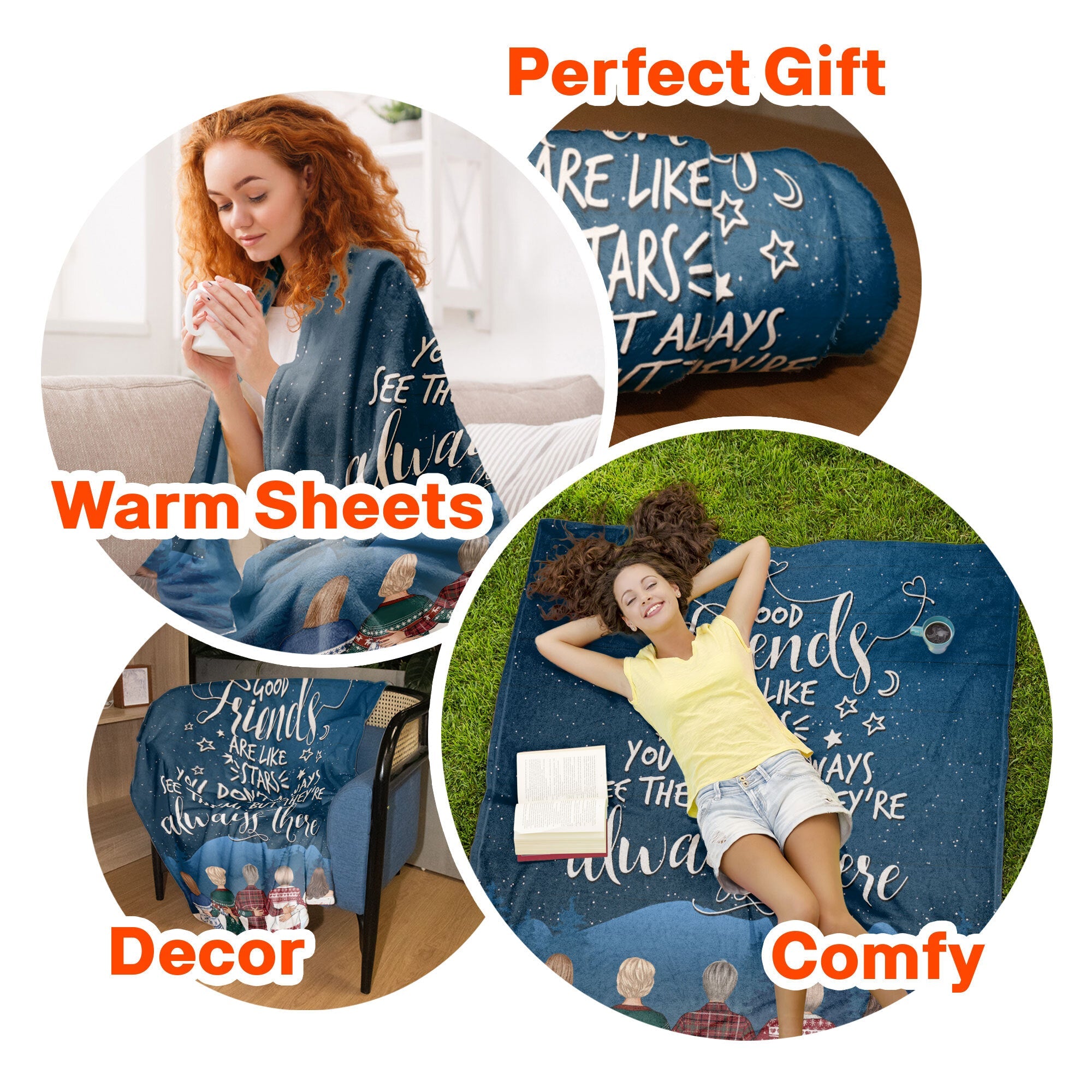 Good Friends & Family Look Like Stars - Personalized Friend Blanket