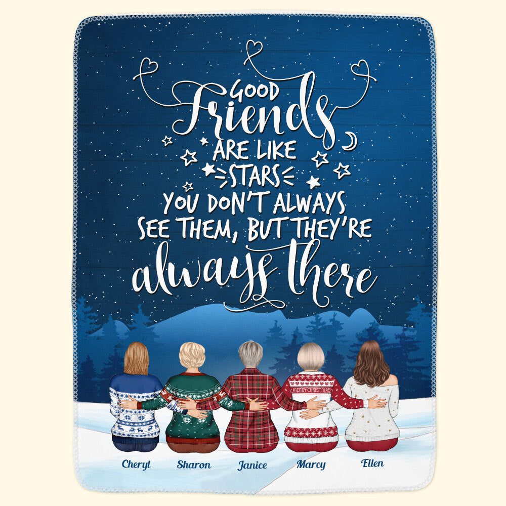 Good Friends & Family Look Like Stars - Personalized Blanket - Christmas Gift For Friends, Family, Siblings