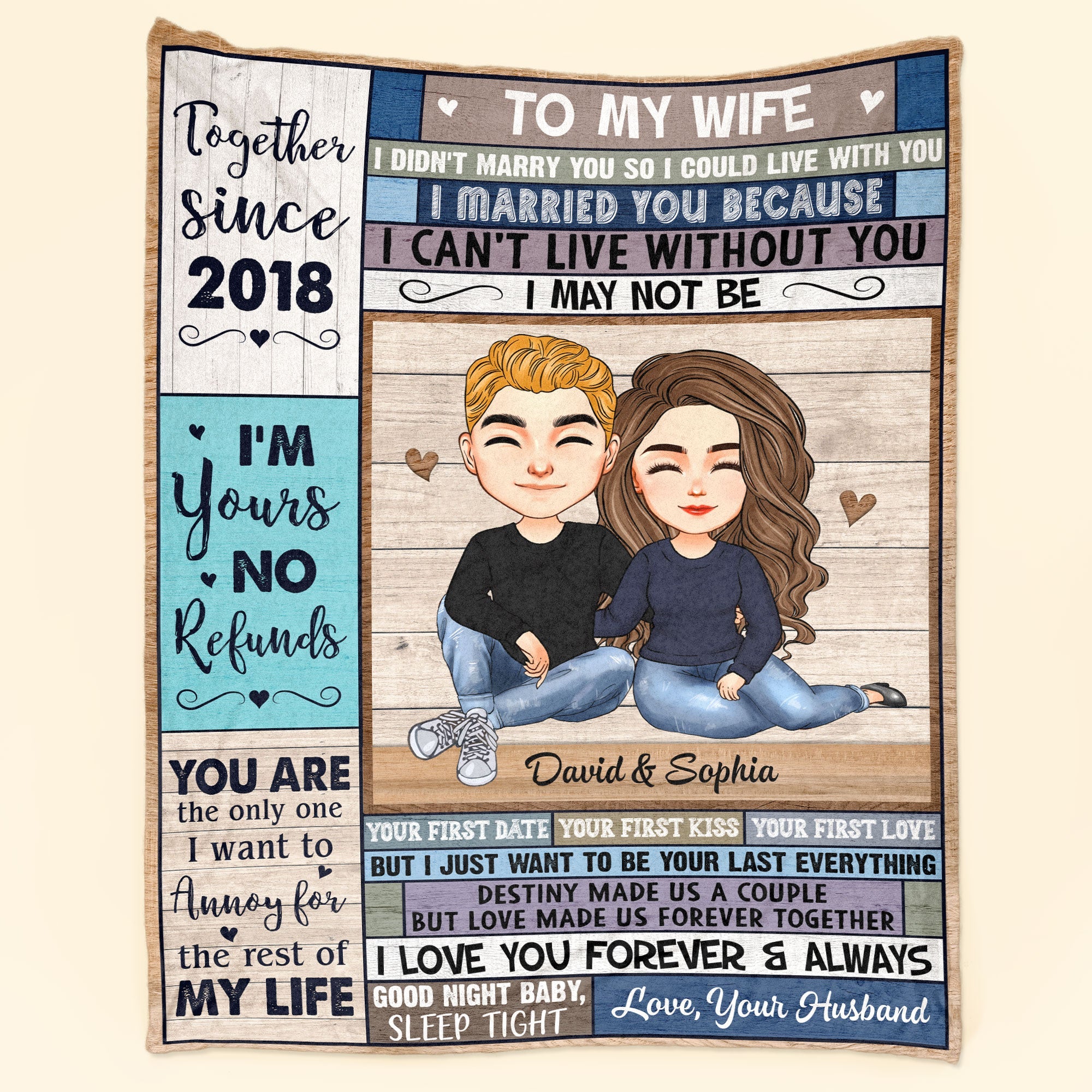 Good Night Baby, Sleep Tight - Personalized Blanket