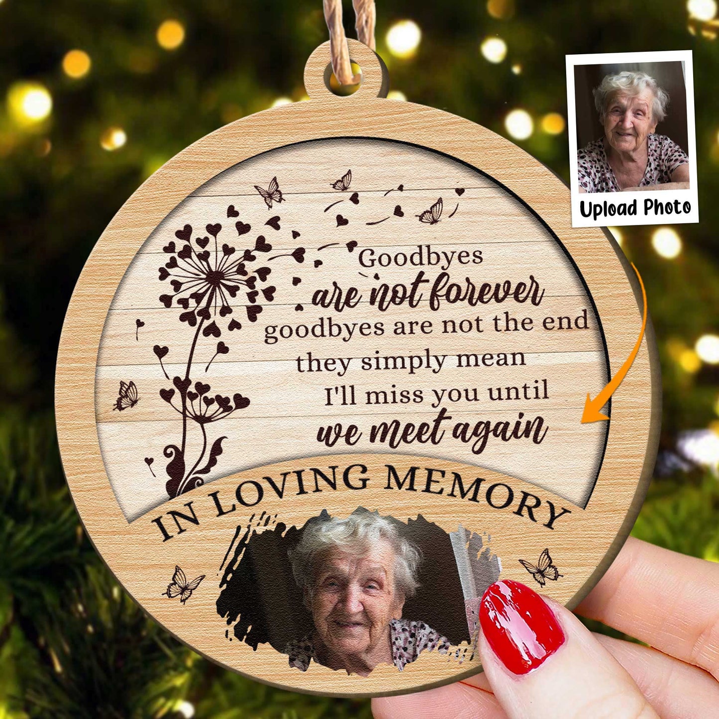 Goodbyes Are Not The End - Personalized Wooden Photo Ornament