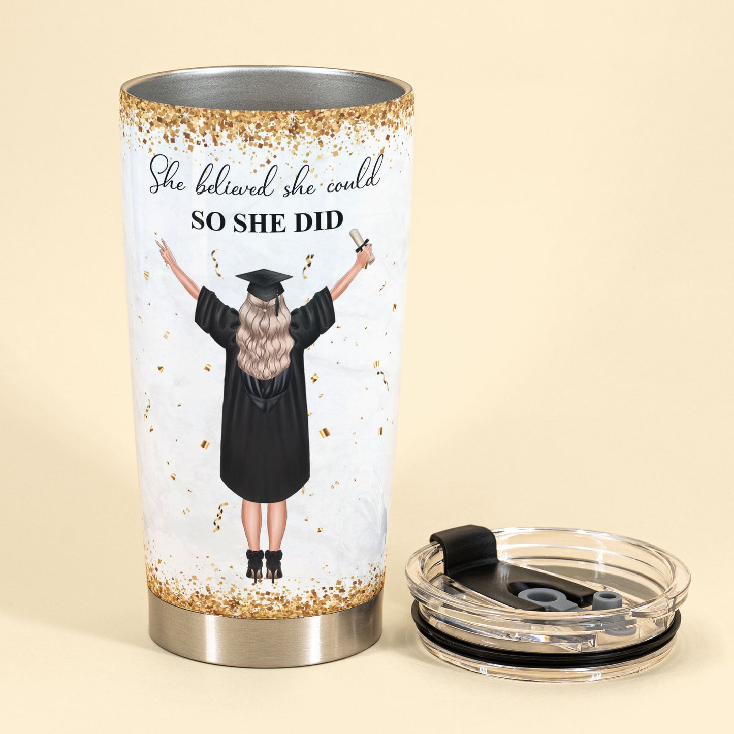 Graduate Even A Global Pandemic - Personalized Tumbler - Birthday Graduation Gift For Girls, Besties, Sisters, Daughters