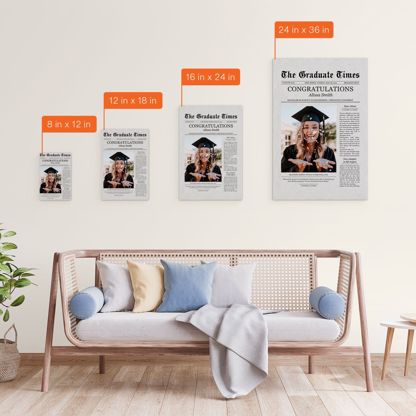 Graduate Printable Newspaper Keepsake - Personalized Photo Canvas