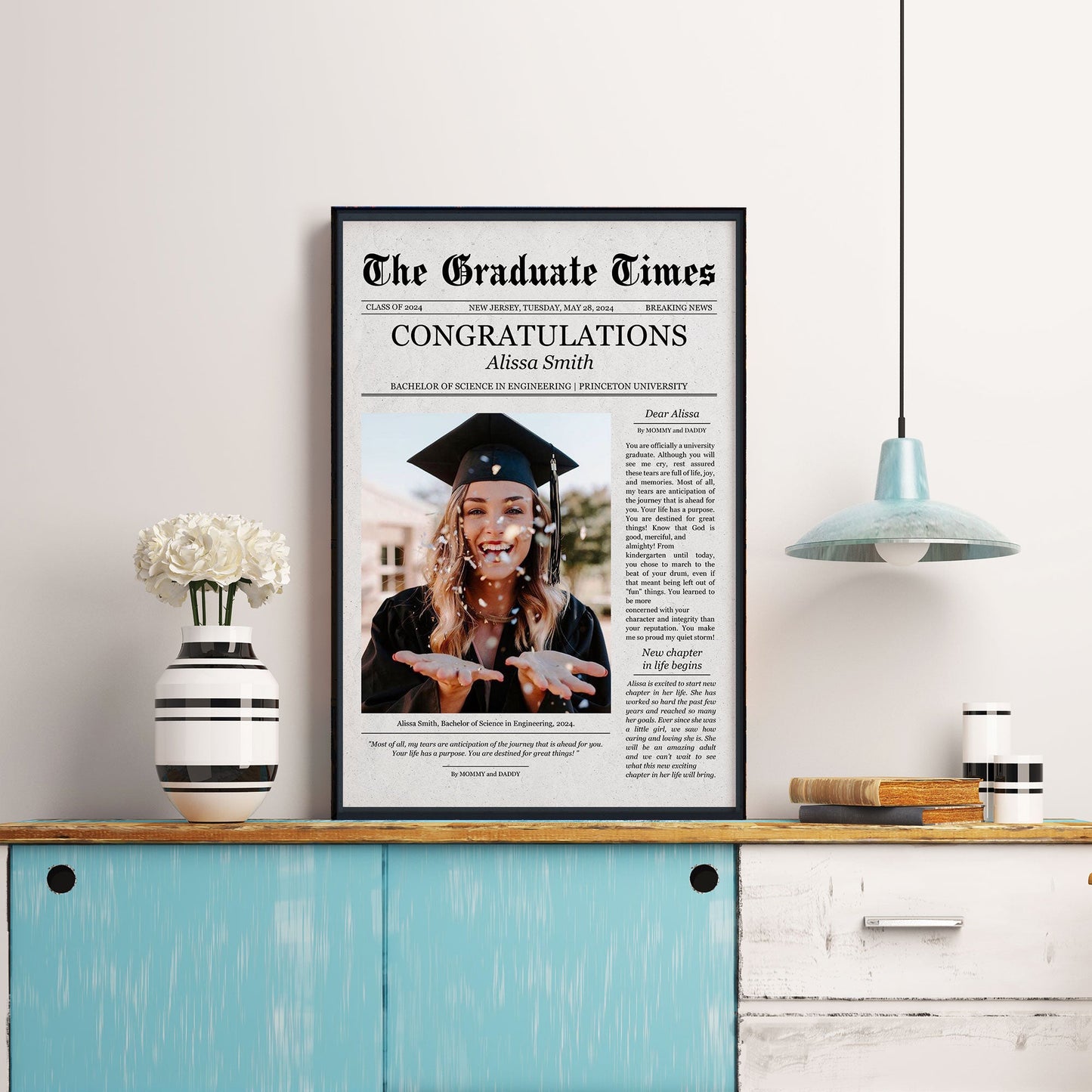 Graduate Printable Newspaper Keepsake - Personalized Photo Poster