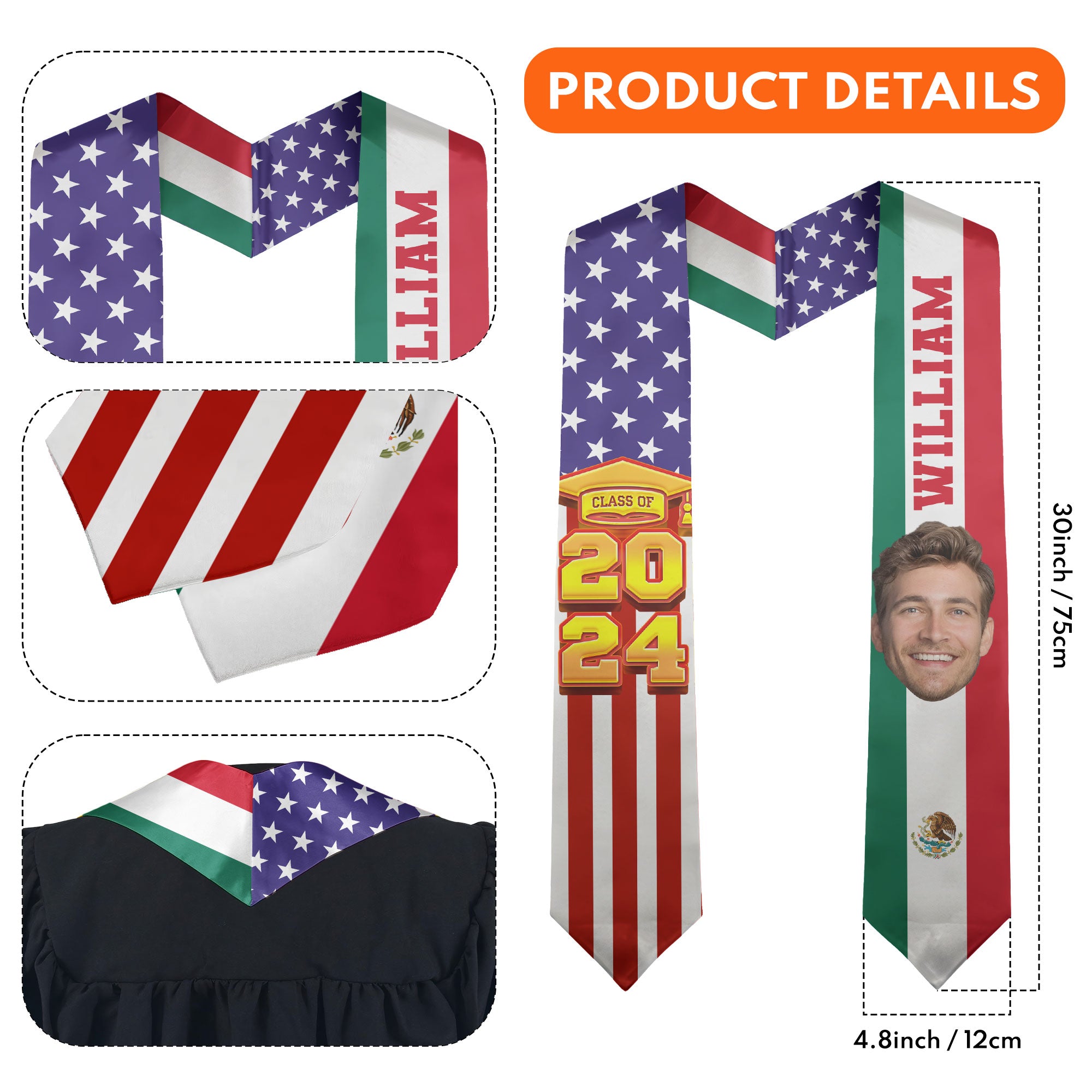 Graduation Flags - Personalized Photo Graduation Stole – Macorner