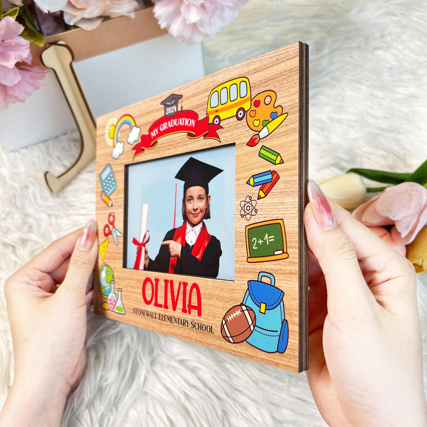 Graduation Gift For Kid - Personalized Wooden Photo Plaque