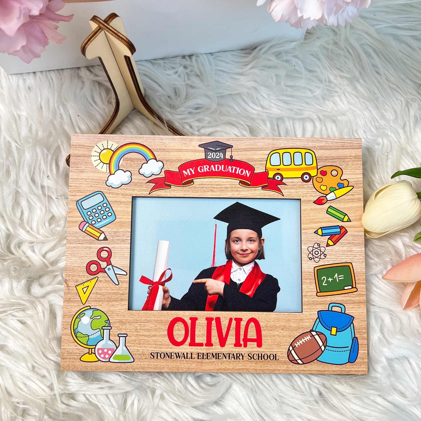 Graduation Gift For Kid - Personalized Wooden Photo Plaque