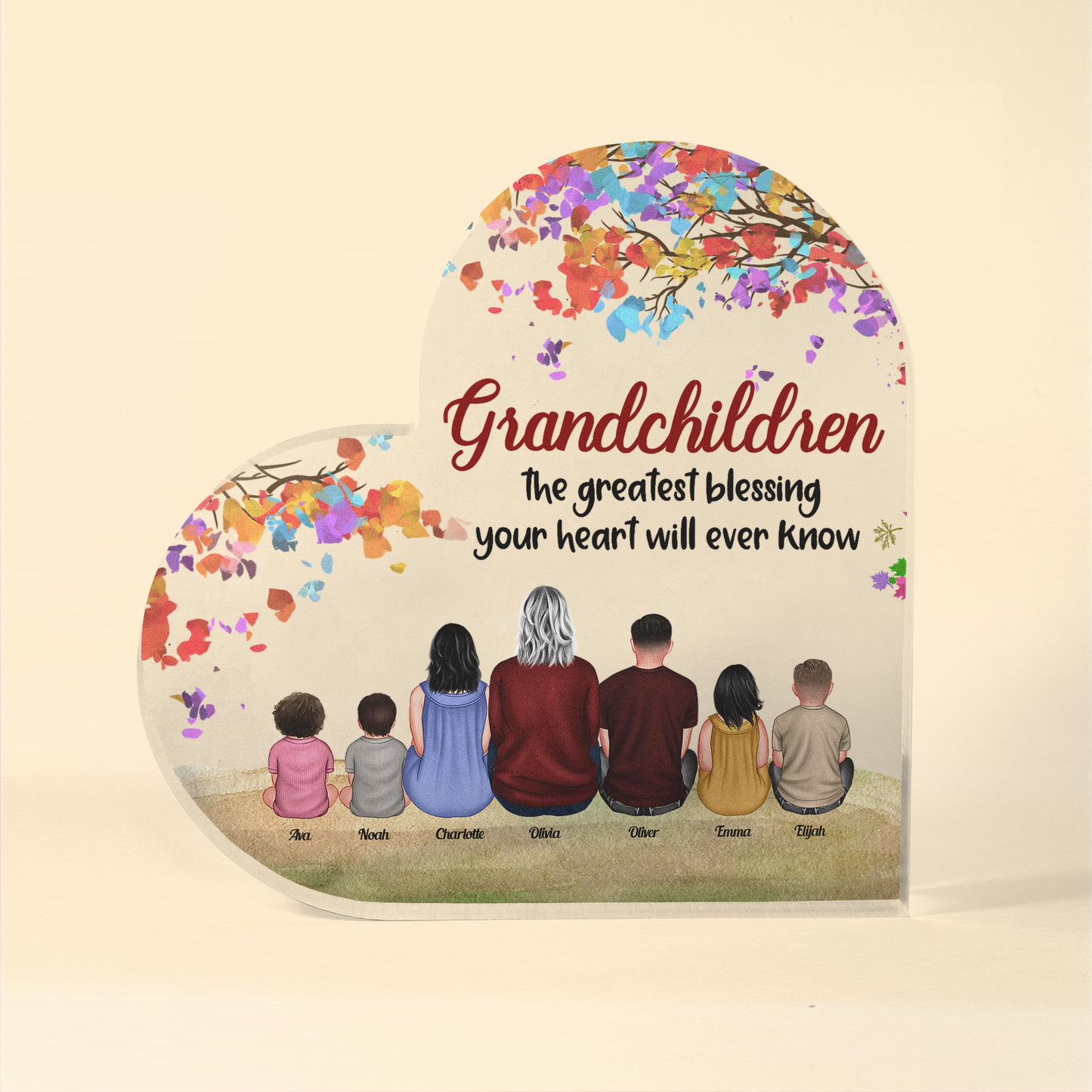 Grandchildren Are The Greatest Blessing - Personalized Heart Shaped Acrylic Plaque