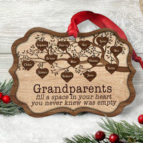 Grandchildren Fill A Space In Heart - Personalized Wooden/Aluminum Ornament - Christmas, Heartwarming Gift For Family Members, Grandma, Grandpa, Mom, Dad