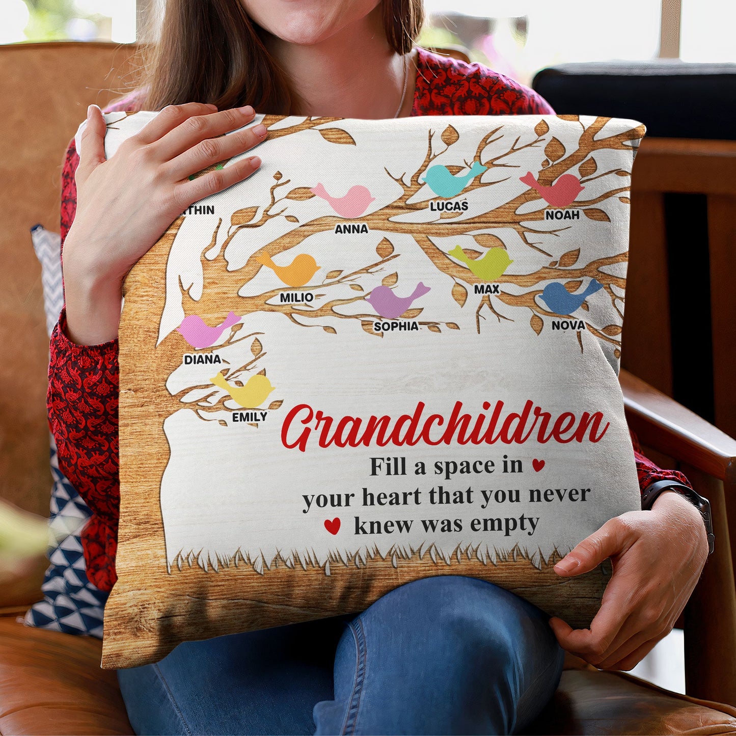 Grandchildren Fill A Space In Your Heart - Personalized Pillow (Insert Included)