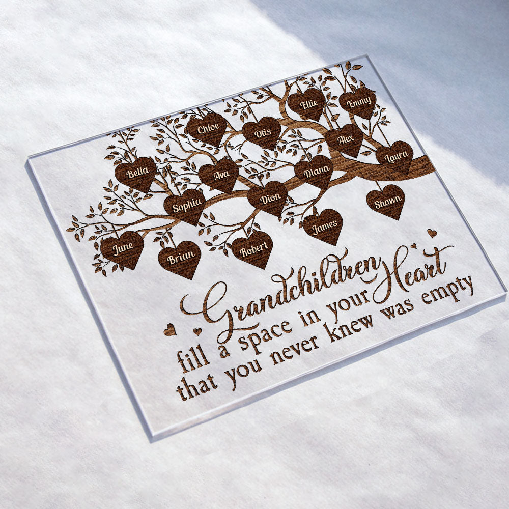 Grandchildren Fill The Space In Grandma's Heart - Personalized Acrylic Plaque