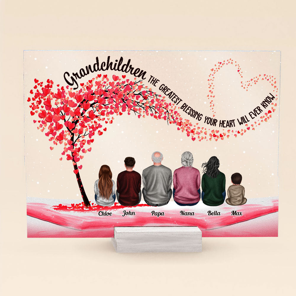 Grandchildren The Greatest Blessing Your Heart Will Ever Know - Personalized Acrylic Plaque - Christmas Gift For Grandparents, Nana, Papa