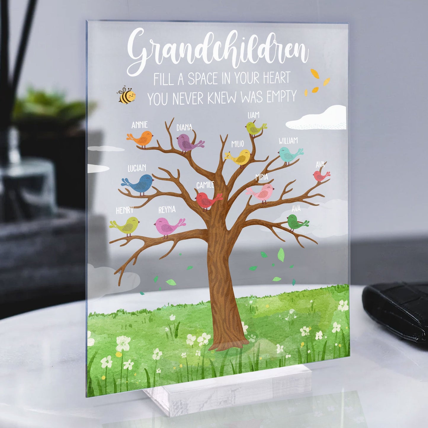 Grandkids Fill A Space In Your Heart - Personalized Acrylic Plaque