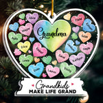 Grandkids Hearts - Personalized Heart Globe Shaped Acrylic Ornament