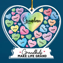 Grandkids Hearts - Personalized Heart Globe Shaped Acrylic Ornament