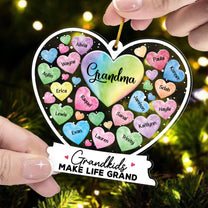 Grandkids Hearts - Personalized Heart Globe Shaped Acrylic Ornament