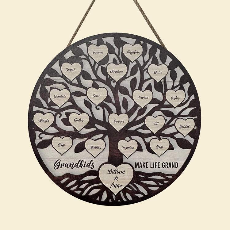 Grandkids Make Life Grand - Personalized 2 Layers Wood Sign