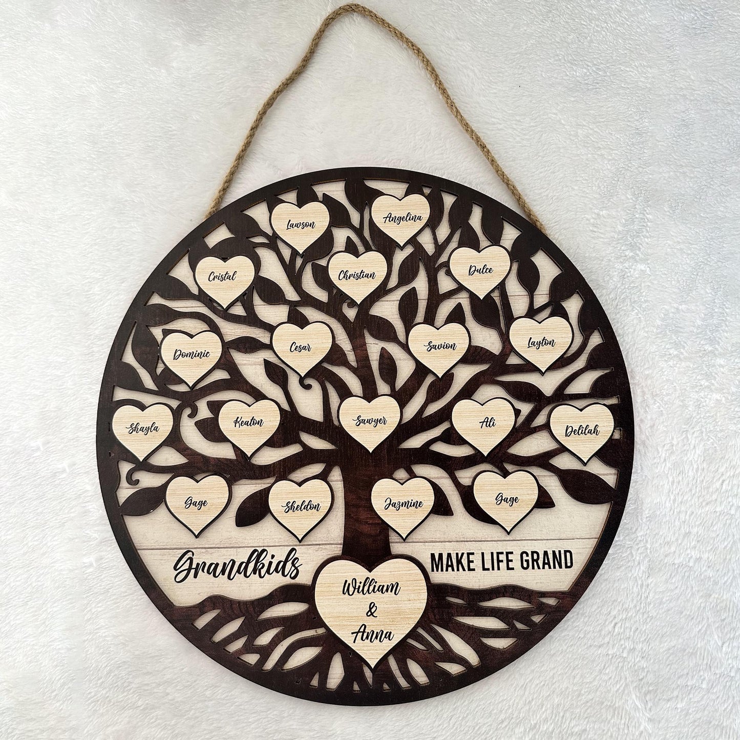 Grandkids Make Life Grand - Personalized 2 Layers Wood Sign