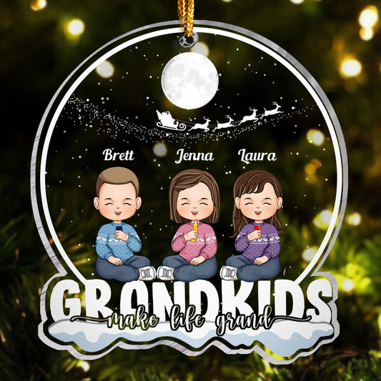 Grandkids Make Life Grand - Personalized Christmas Shaped Acrylic Ornament