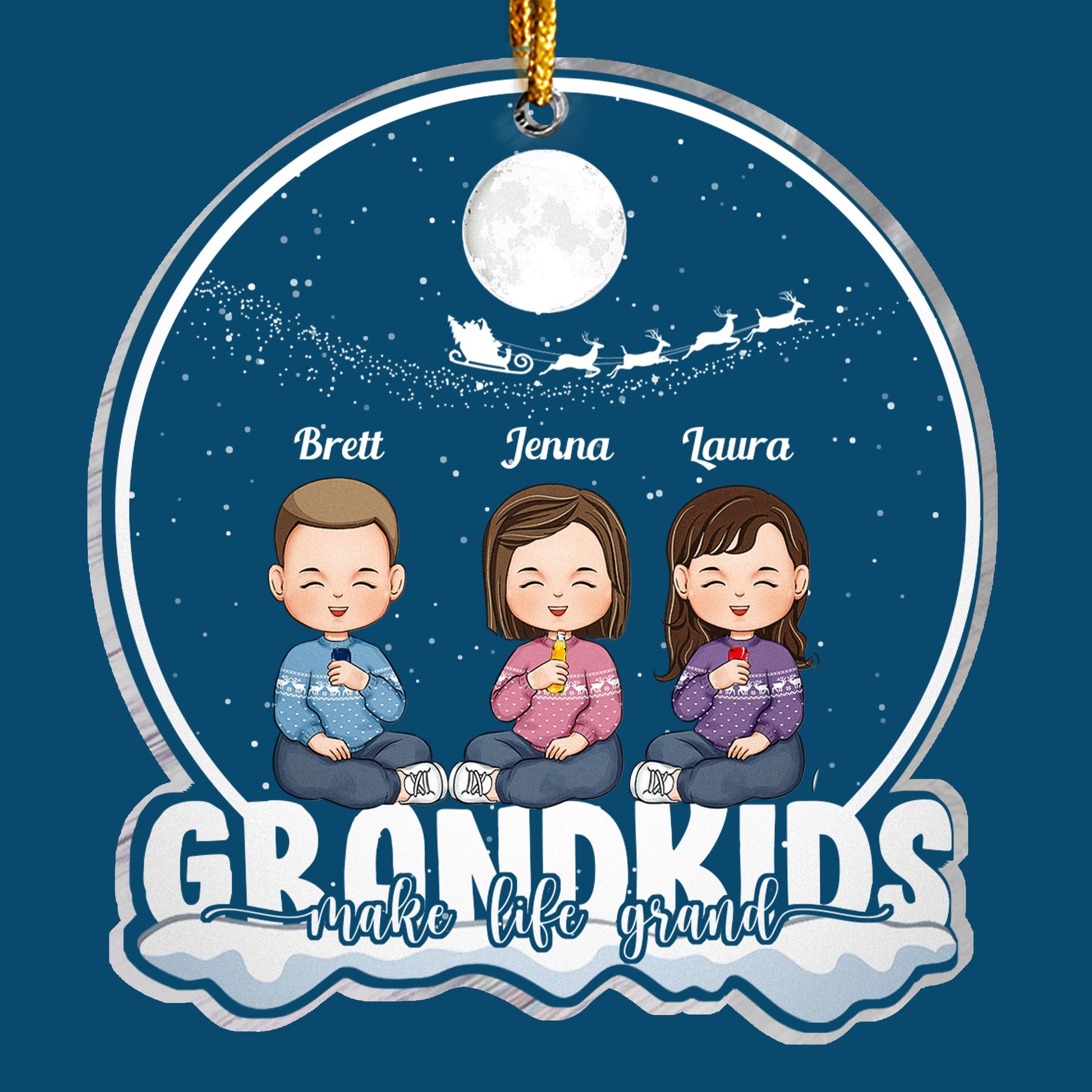 Grandkids Make Life Grand - Personalized Christmas Shaped Acrylic Ornament