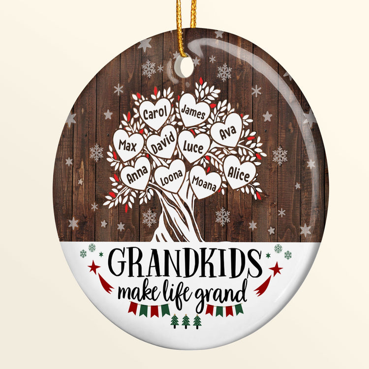Grandkids Make Life Grand - Personalized Ornament - Christmas Gift For Grandma