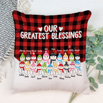 Our Greatest Blessings - Personalized Pillow (Insert Included) - Christmas Gift For Grandma, Grandpa, Grandparents - Snowman Family