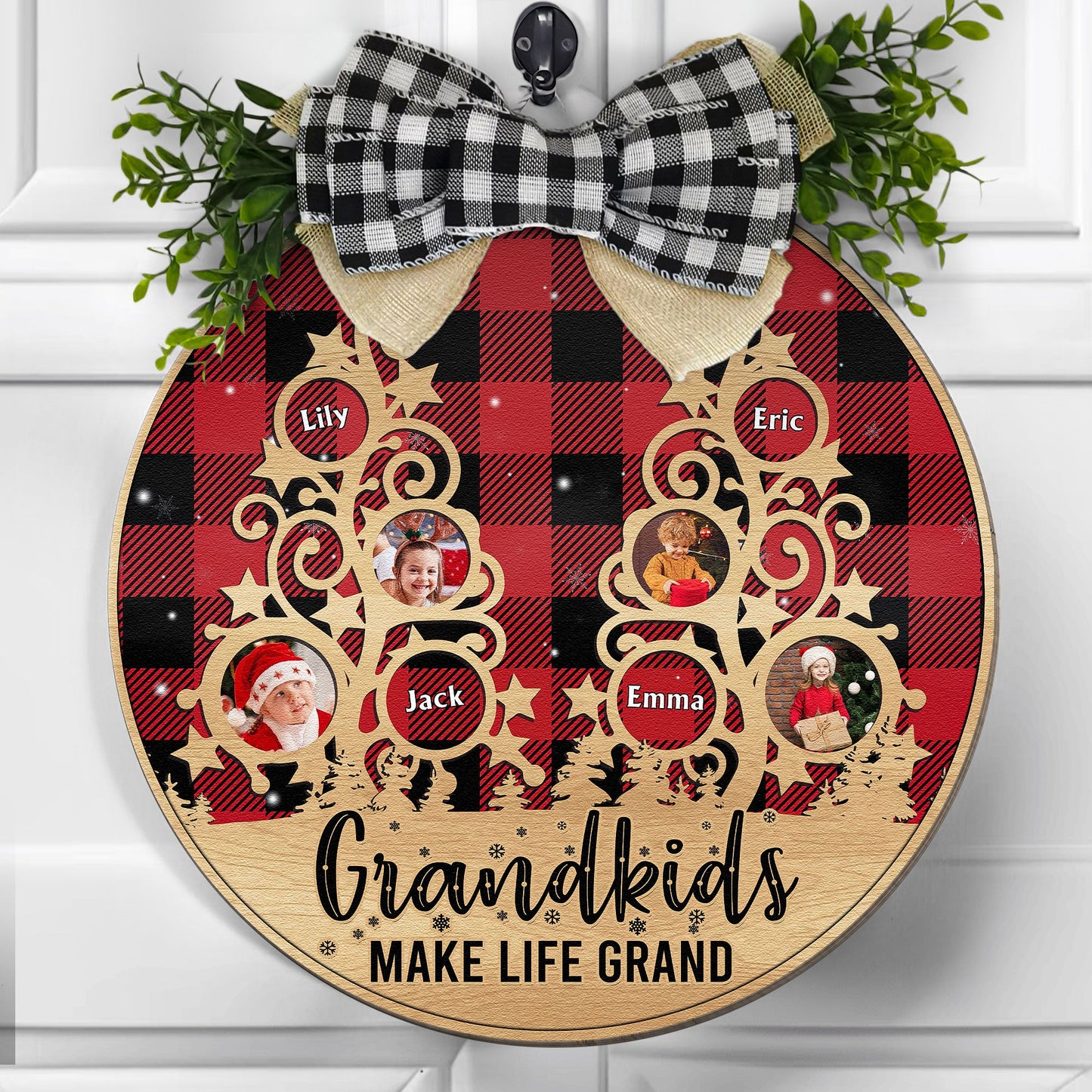 Grandkids Make Life Grand - Personalized Wood Wreath