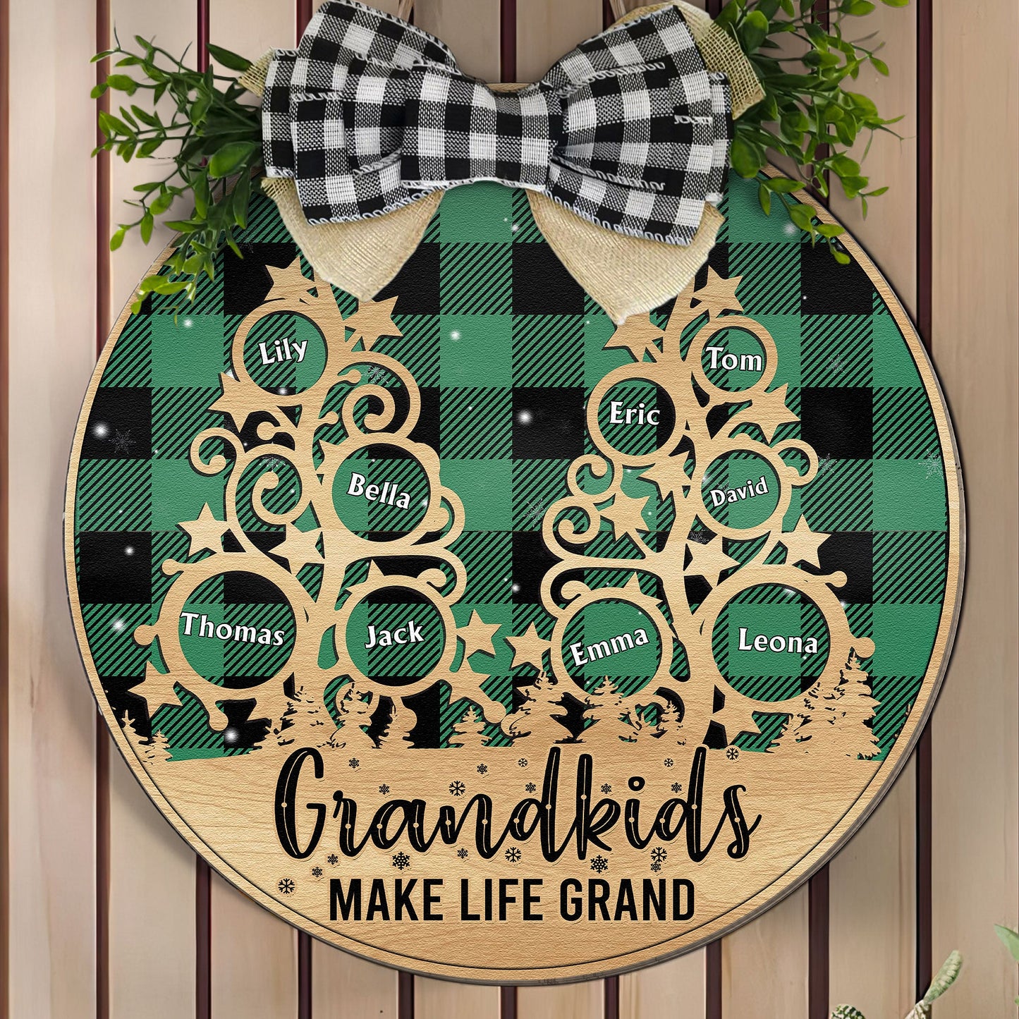 Grandkids Make Life Grand - Personalized Wood Wreath