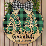 Grandkids Make Life Grand - Personalized Wood Wreath