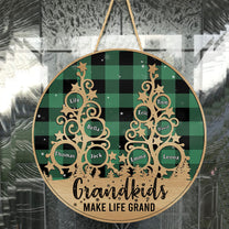 Grandkids Make Life Grand - Personalized Wood Wreath